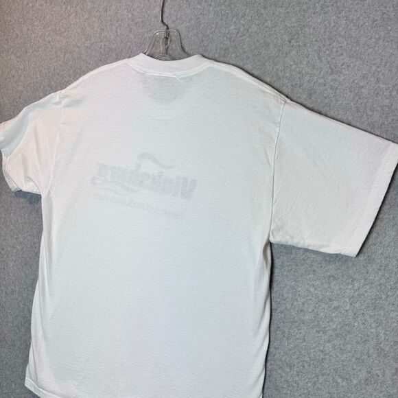 Vintage Lee Total Cotton Mens VICKSBURO print logo white T-Shirt Size large - Picture 8 of 11